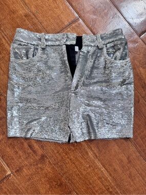 IRO Silver Sequin Mini Skirt